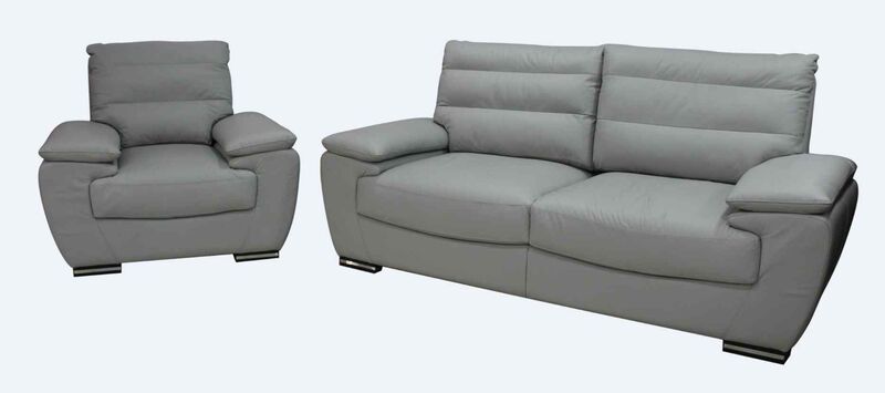 Product photograph of Pavia Genuine Italian Leather 3 1 Seater Sofa Suite Light Grey from Designer Sofas 4U
