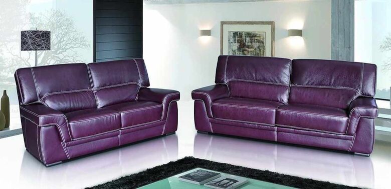 Perugia 3+2 Contemporary Italian Leather Sofa Suite Burgandy