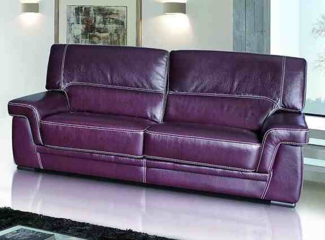 Perugia 3 Seater Contemporary Italian Leather Sofa Burgandy
