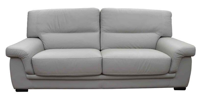Perugia 3 Seater Contemporary Italian Leather Sofa Light Grey