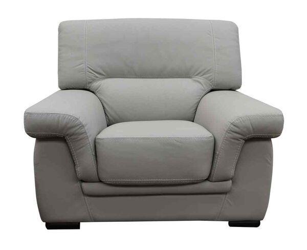Perugia Armchair Contemporary Italian Leather Sofa Light Grey