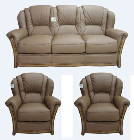 Pisa 3 Seater + Armchair + Armchair Italian Leather Sofa Settee Offer Bark