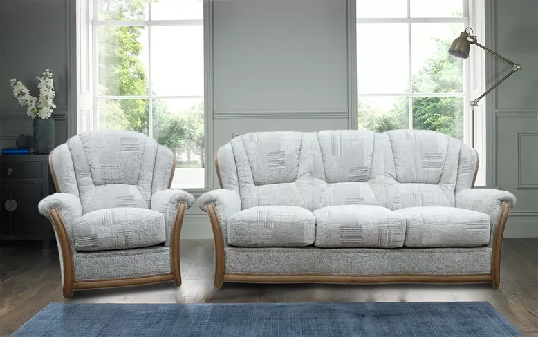 Pisa 3 Seater + Armchair + Armchair Italian Fabric Maida Vale Grey Sofa Settee Offer