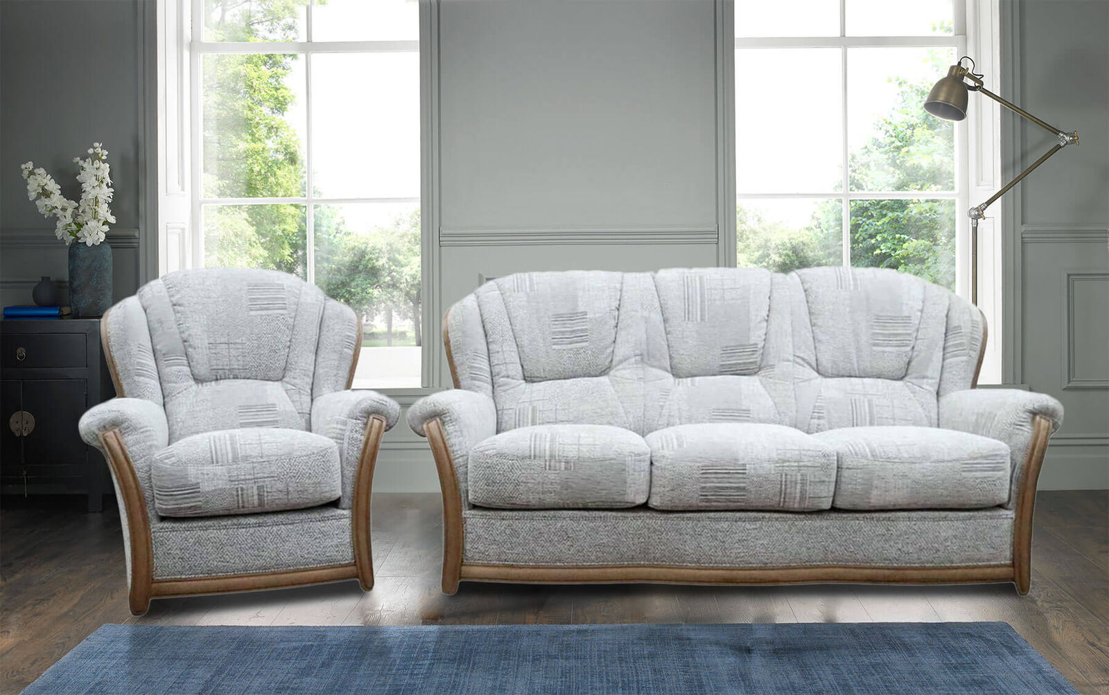 Product photograph of Pisa 3 Seater Armchair Armchair Italian Fabric Maida Vale Grey Sofa Settee Offer from Designer Sofas 4U