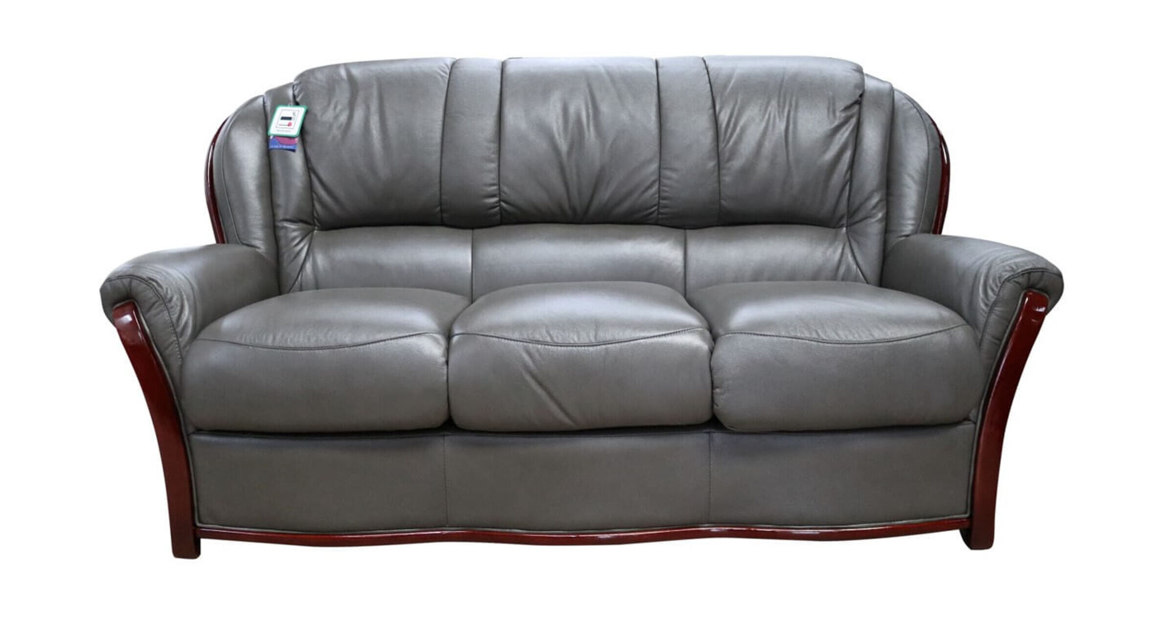 Reggio 3 Seater Italian Leather Sofa Settee Dark Grey