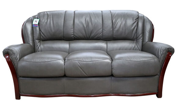 Reggio 3 Seater Italian Leather Sofa Settee Dark Grey