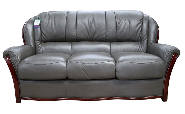 Reggio 3 Seater Italian Leather Sofa Settee Dark Grey