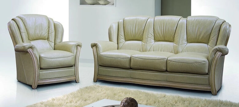 Pisa 3 Seater + Armchair + Armchair Italian Leather Sofa Settee Offer Nut