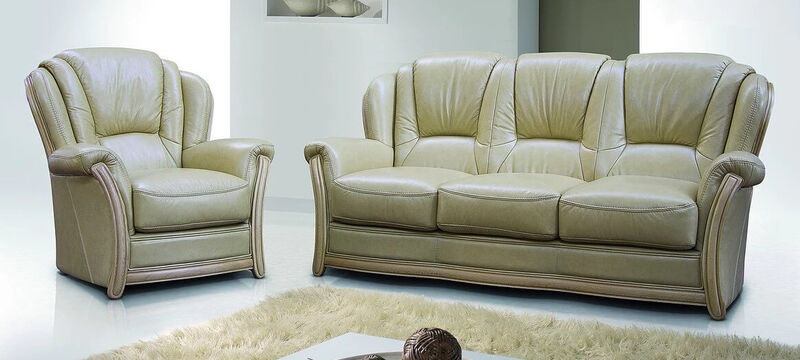 Product photograph of Pisa 3 Seater Armchair Italian Leather Sofa Settee Offer Nut from Designer Sofas 4U
