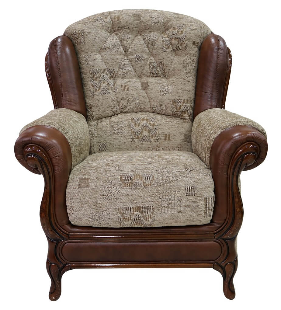 Pistoia Armchair Genuine Italian Tabak, Leather And Fabric Chairs
