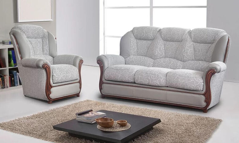 Ravello 3+1+1 Genuine Italian Leather And Fabric Sofa Suite Offer