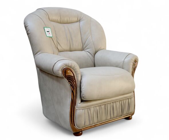 Ravenna Italian Dove Grey Leather Armchair