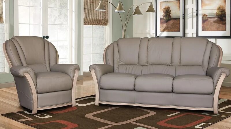 Product photograph of Reggio 3 1 Italian Leather Sofa Suite Light Grey from Designer Sofas 4U
