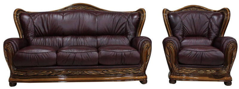 Product photograph of Regina 3 1 Genuine Italian Burgandy Leather Sofa Settee Offer from Designer Sofas 4U