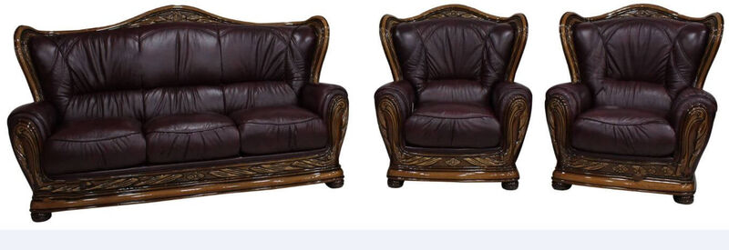 Product photograph of Regina 3 1 1 Genuine Italian Burgandy Leather Sofa Settee Offer from Designer Sofas 4U