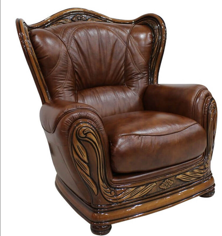 Product photograph of Regina Genuine Italian Leather Tabak Brown Armchair Offer from Designer Sofas 4U