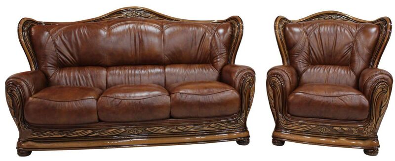 Product photograph of Regina 3 1 Genuine Italian Tabak Brown Leather Sofa Settee Offer from Designer Sofas 4U
