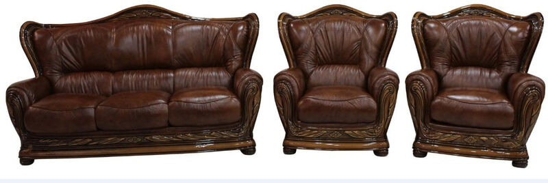 Product photograph of Regina 3 1 1 Genuine Italian Tabak Brown Leather Sofa Settee Offer from Designer Sofas 4U