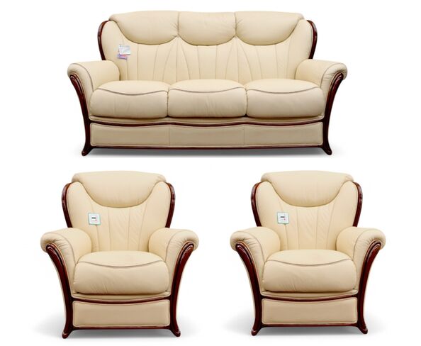 Rimini 3+1+1 Genuine Italian Cream Leather Sofa Suite Offer