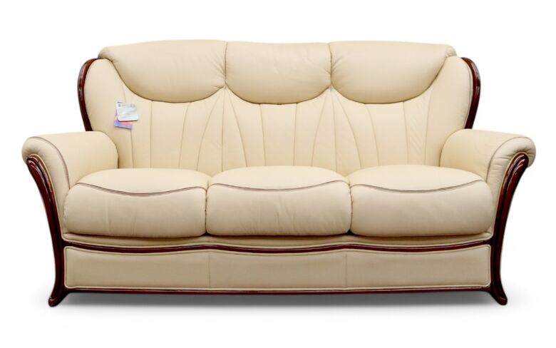 Rimini 3 Seater Genuine Italian Cream Leather Sofa