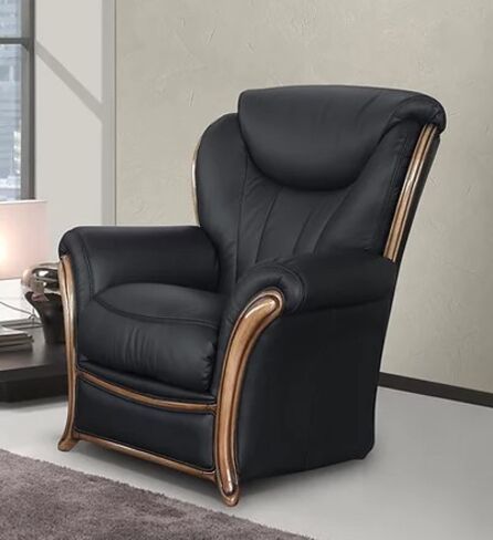 Rimini Armchair Genuine Italian Black Real Leather