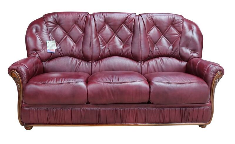 Product photograph of Rome Genuine Italian Leather 3 Seater Sofa Settee Burgundy from Designer Sofas 4U