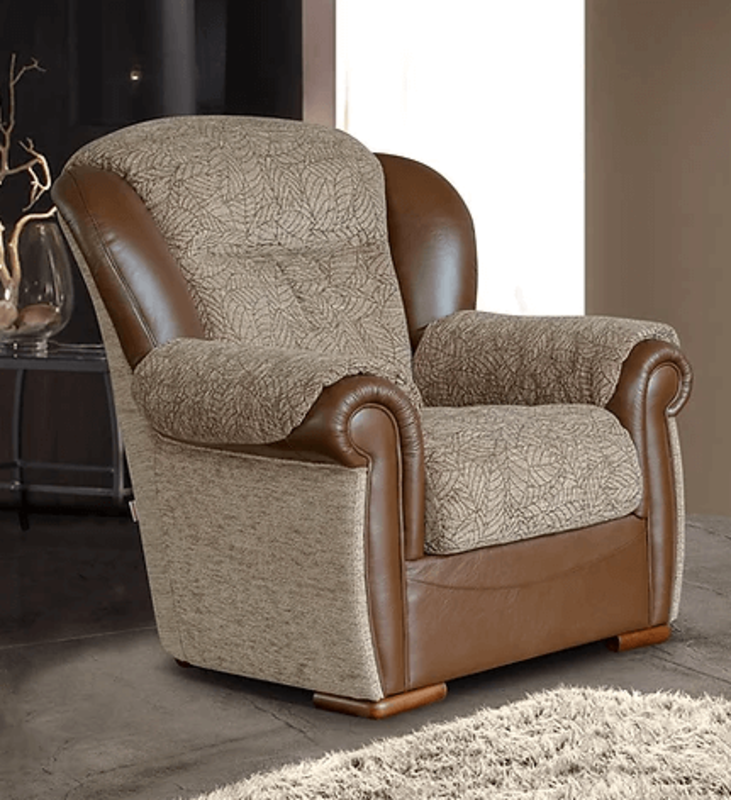 Product photograph of Sorrento Genuine Italian Leather And Fabric Armchair from Designer Sofas 4U