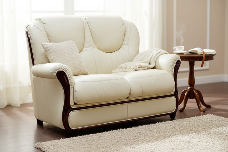 SPECIAL OFFER Juliet Genuine Italian Leather 2 Seater Sofa Settee Cream