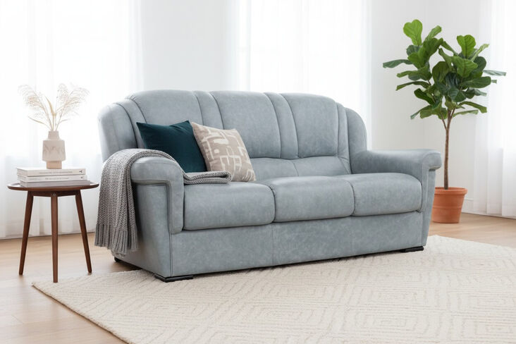 SPECIAL OFFER Lazio 3 Seater Sofa Genuine Italian Leather Aqua Blue
