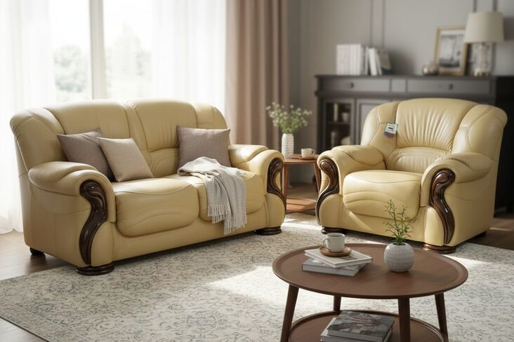 SPECIAL OFFER Susanna 2+1 Italian Leather Sofa Suite Nut Offer