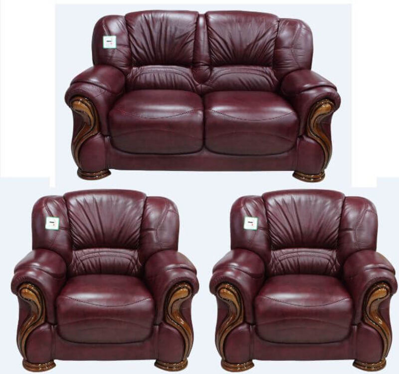 Product photograph of Susanna 2 1 1 Italian Leather Sofa Suite Burgandy Offer from Designer Sofas 4U