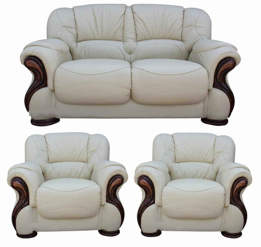 Susanna 2+1+1 Italian Leather Sofa Suite Cream Offer
