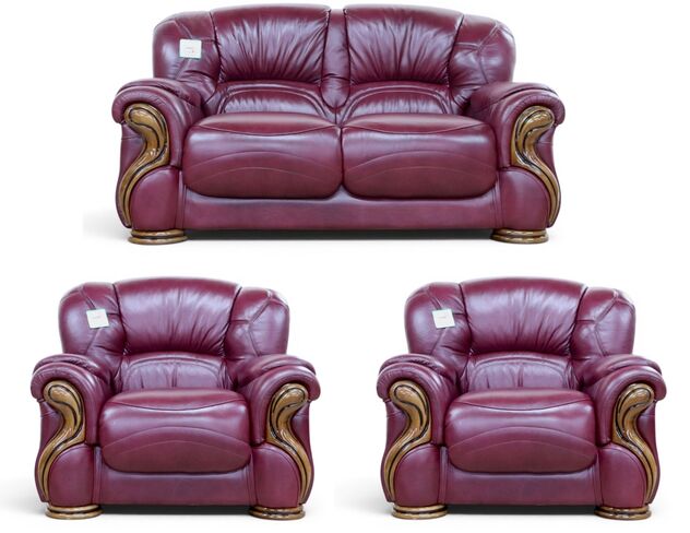 Susanna 2+1+1 Italian Leather Sofa Suite Burgandy Offer
