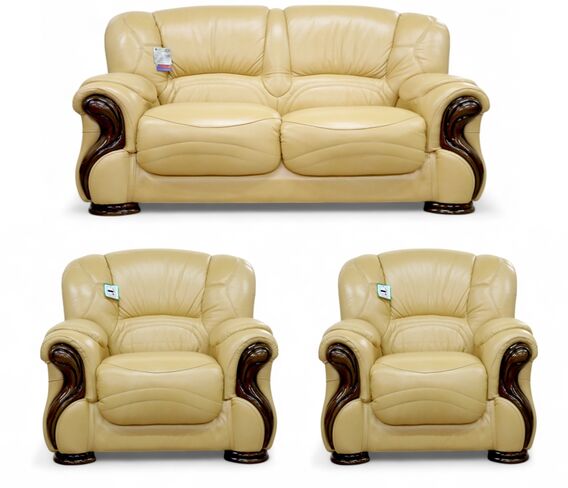 Susanna 2+1+1 Italian Leather Sofa Suite Nut Offer