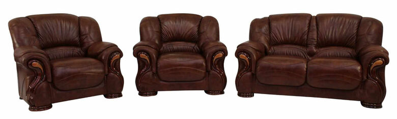 Susanna 2+1+1 Italian Leather Sofa Suite Tabak Brown Offer