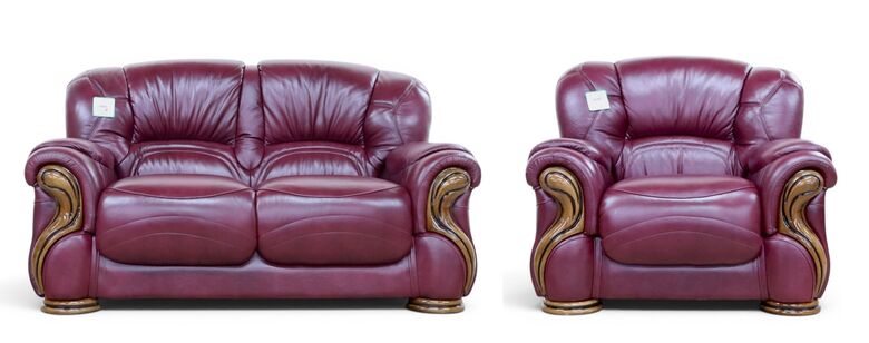Susanna 2+1 Italian Leather Sofa Suite Burgandy Offer