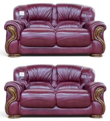 Susanna 2+2 Italian Leather Sofa Suite Burgandy Offer