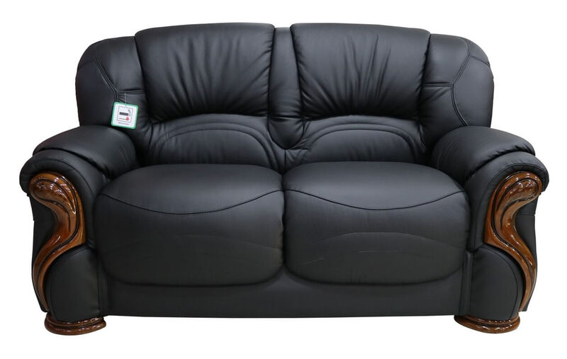 Product photograph of Susanna Italian Leather 2 Seater Sofa Settee Black Offer from Designer Sofas 4U