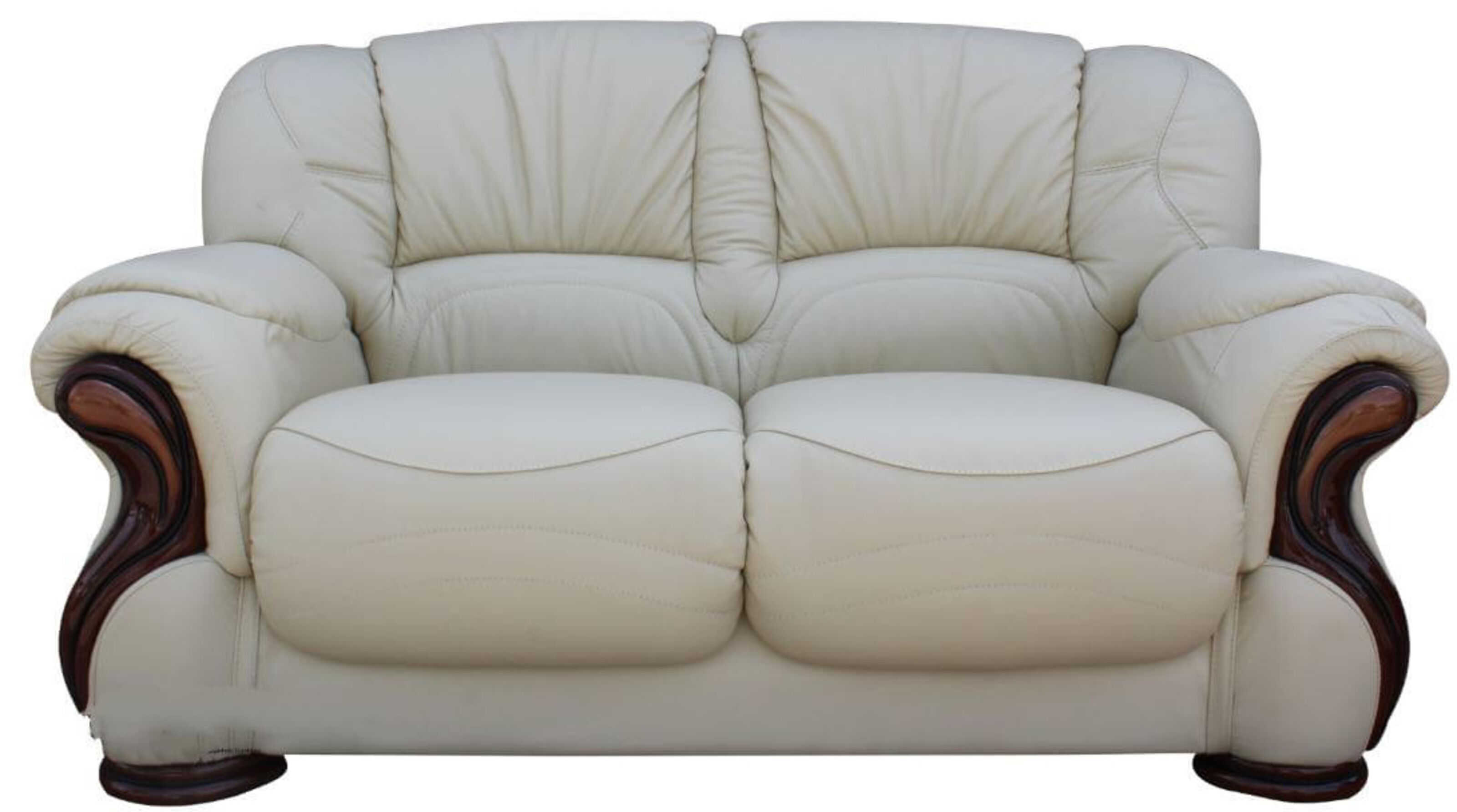 Susanna Italian Leather 2 Seater Sofa, Traditional Cream Leather Sofas