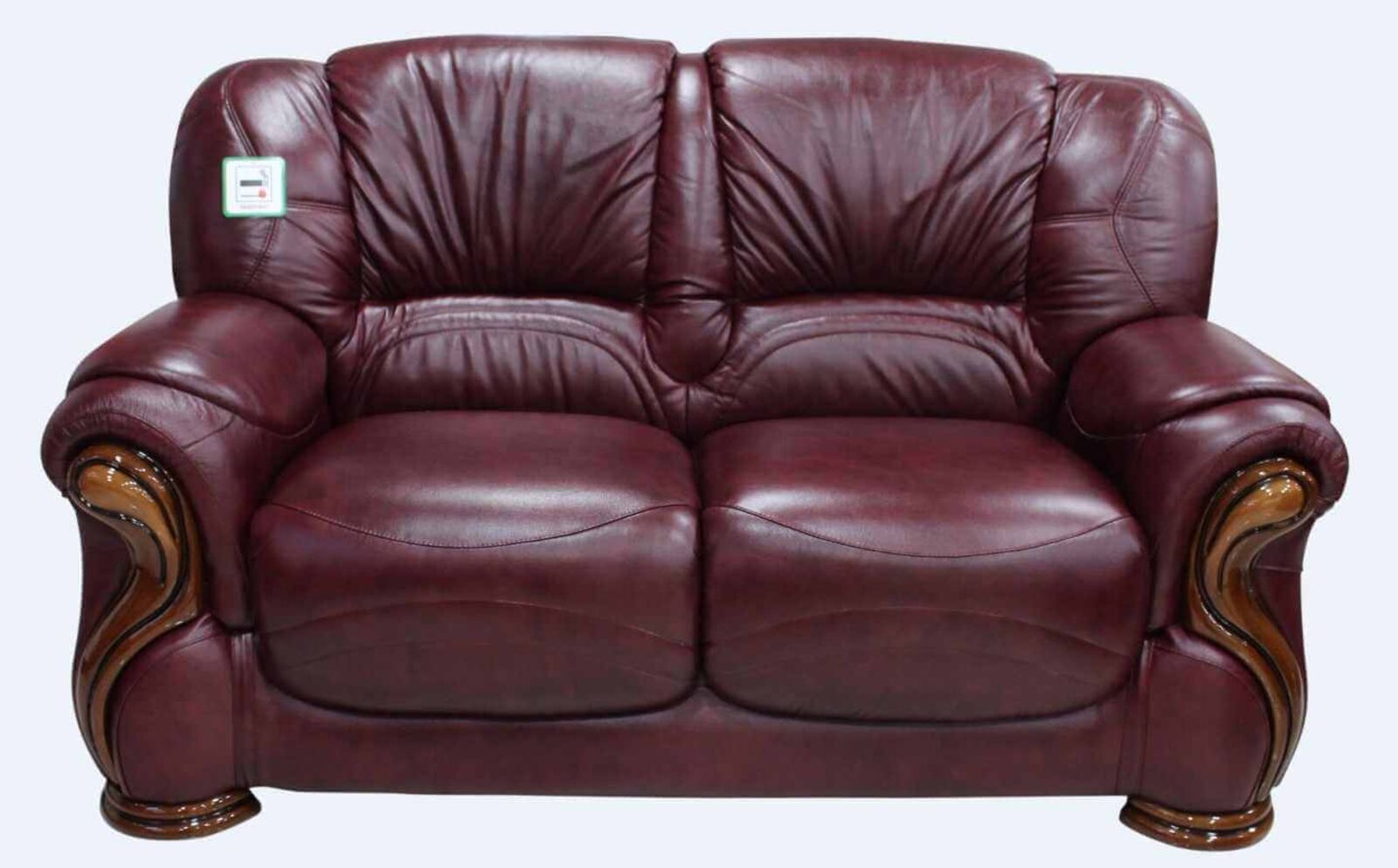 Product photograph of Susanna Italian Leather 2 Seater Sofa Settee Burgandy Offer from Designer Sofas 4U