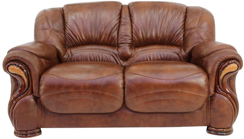 Product photograph of Susanna Italian Leather 2 Seater Sofa Settee Tabak Brown Offer from Designer Sofas 4U