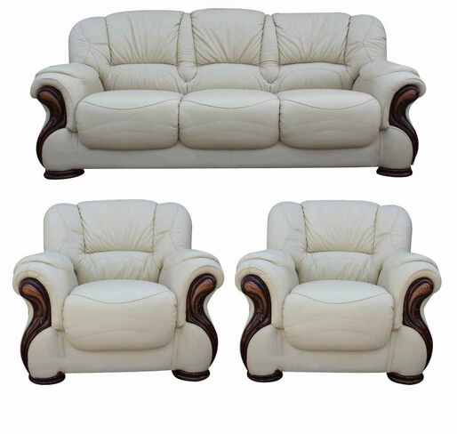 Susanna 3+1+1 Italian Leather Sofa Suite Cream Offer