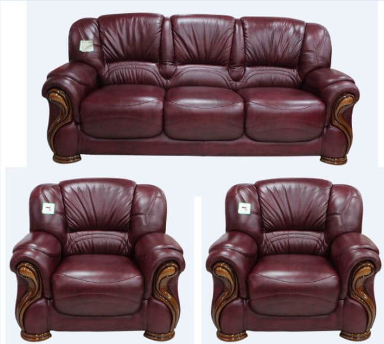 Product photograph of Susanna 3 1 1 Italian Leather Sofa Suite Burgandy Offer from Designer Sofas 4U