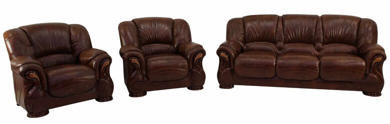 Susanna 3+1+1 Italian Leather Sofa Suite Tabak Brown Offer