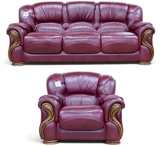 Susanna 3+1 Italian Leather Sofa Suite Burgandy Offer