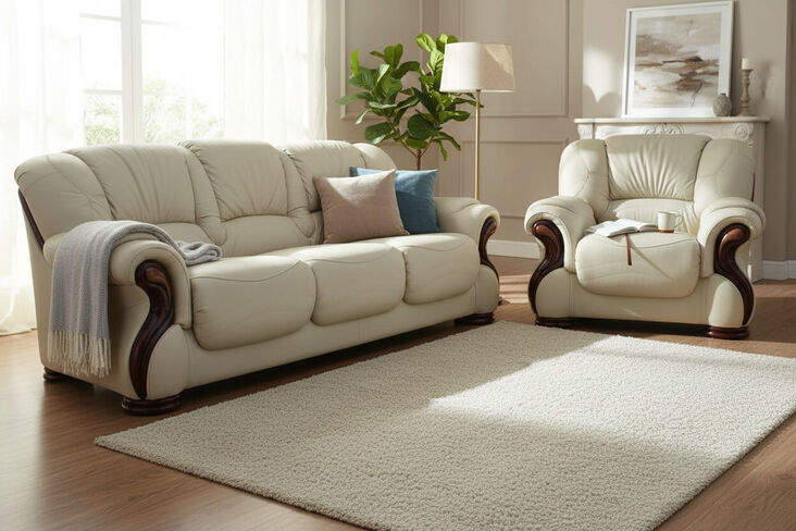 Susanna 3+1 Italian Leather Sofa Suite Cream Offer