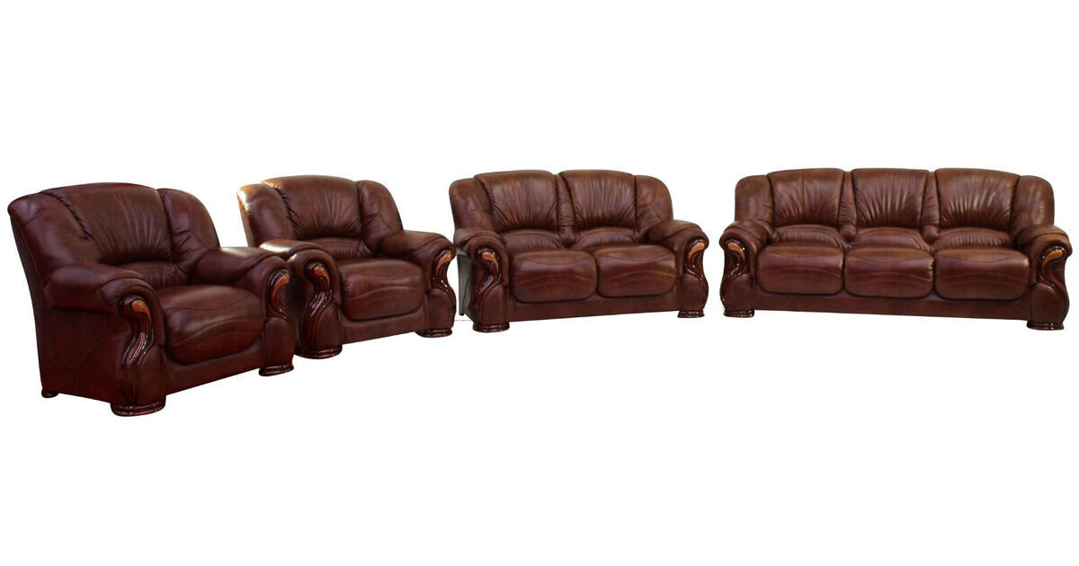 Italian Leather Sofa Suite Tabak Brown, Real Leather Sofa 3 2 1
