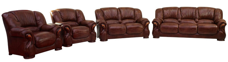 Product photograph of Susanna 3 2 1 1 Italian Leather Sofa Suite Tabak Brown Offer from Designer Sofas 4U