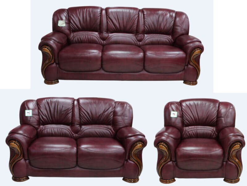 Product photograph of Susanna 3 2 1 Italian Leather Sofa Suite Burgandy Offer from Designer Sofas 4U