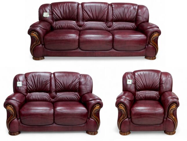 Susanna 3+2+1 Italian Leather Sofa Suite Burgandy Offer